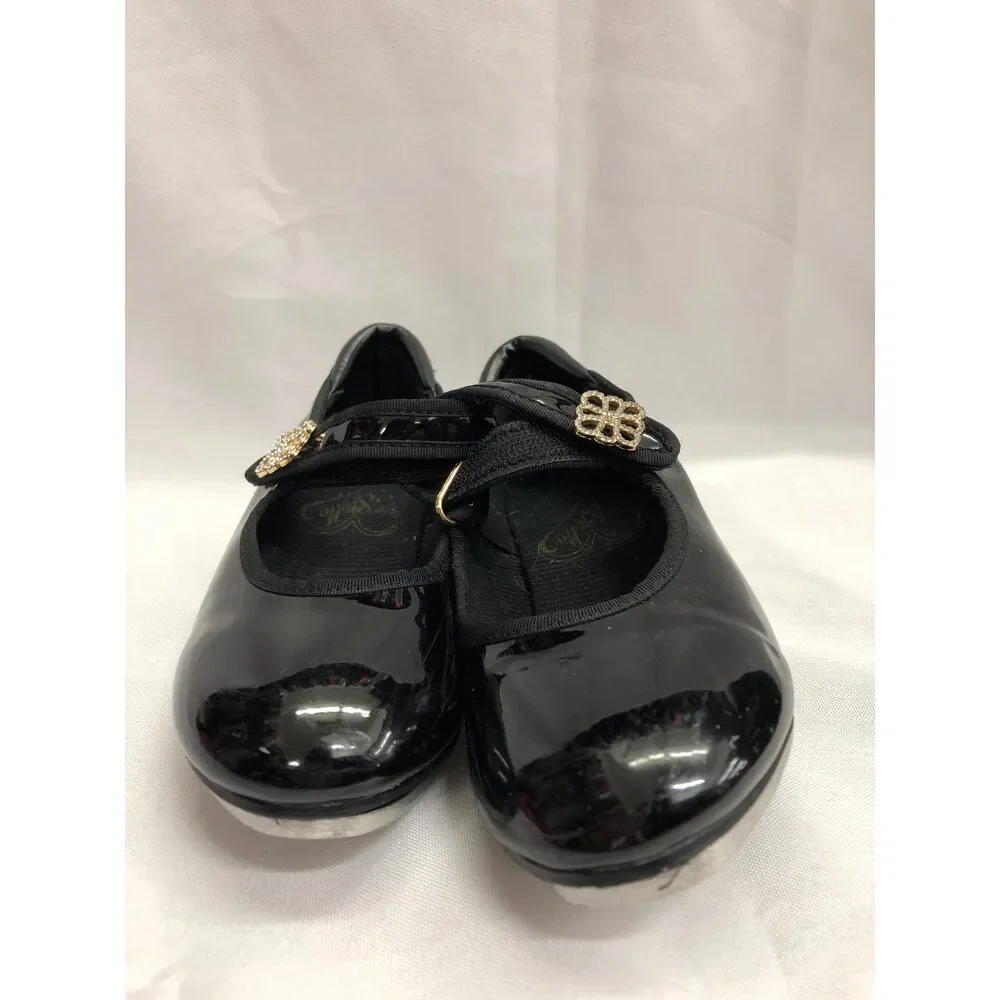 Pre-Owned Dance Dance Tap Shoes Stelle Child 12M Mary Jane easy Strap Black